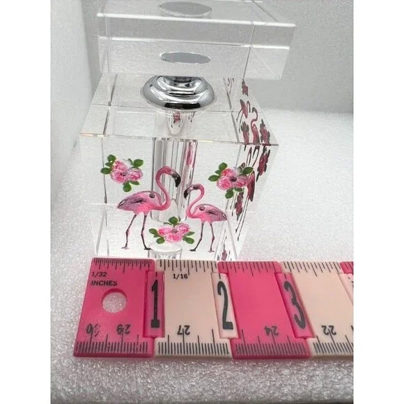 Beautiful Crystal Perfume Bottle with Hand Painted Flamingos - Picture 7 of 11